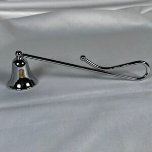 Silver Tone Candle Snuffer Bell Shape Handle Wick Trim Tool